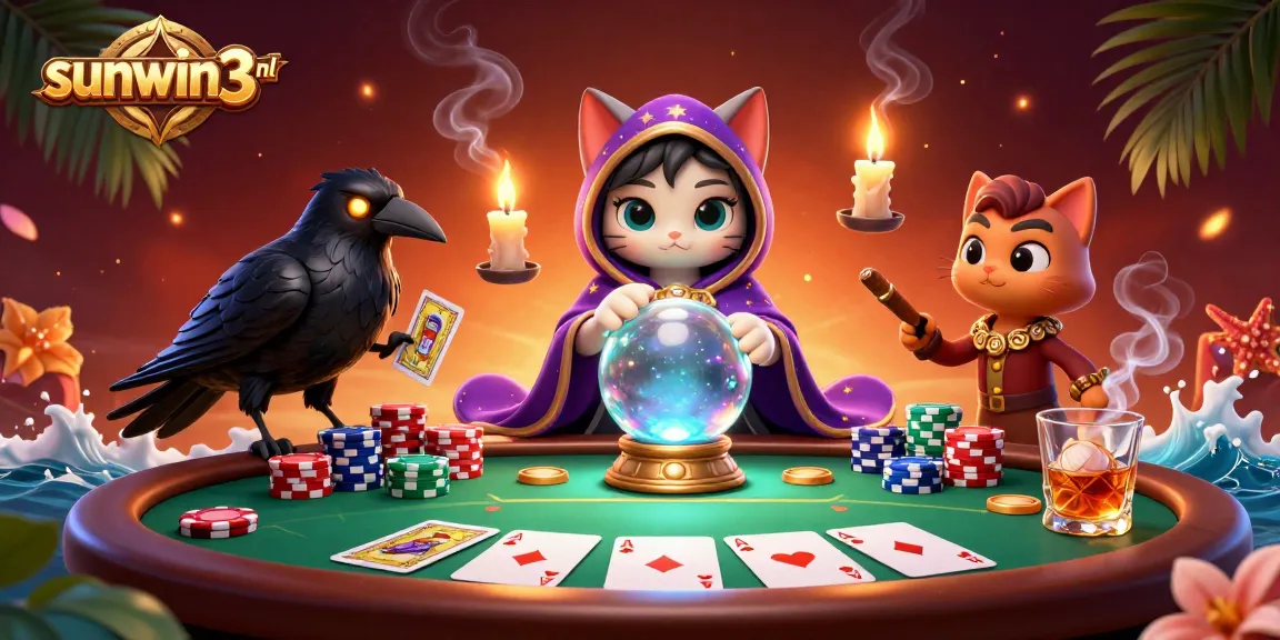 Engage with thrilling moments at sunwin3 nl with a mystical cat, raven, and poker elements