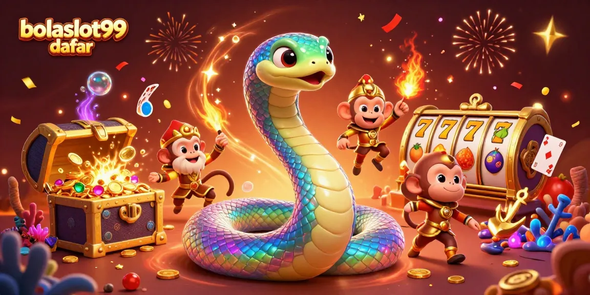 Experience the excitement of bolaslot99 daftar with vibrant slot reels and magical characters.