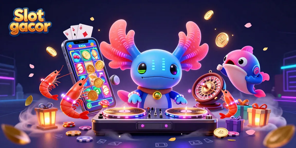 Spin and win with Slot gacor in a vibrant 3D casino scene featuring dynamic characters and games.