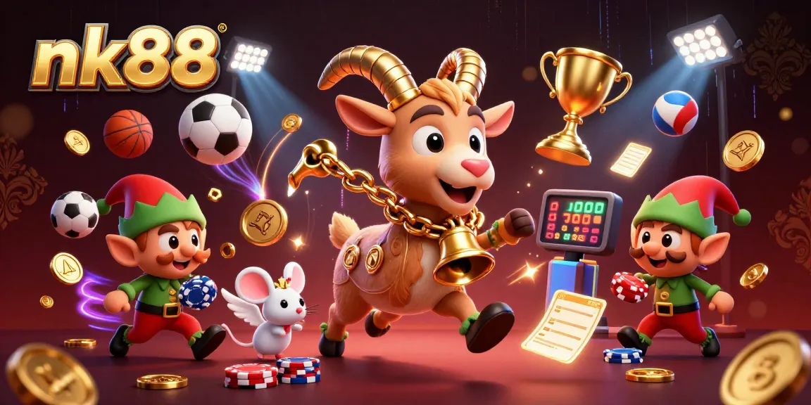 Experience thrilling gaming action at nk88 with a festive casino atmosphere filled with lively characters and excitement.